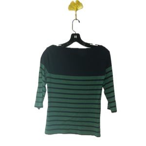 Nautical! Green & Navy Stripped 3/4 Sleeve French Connection Top